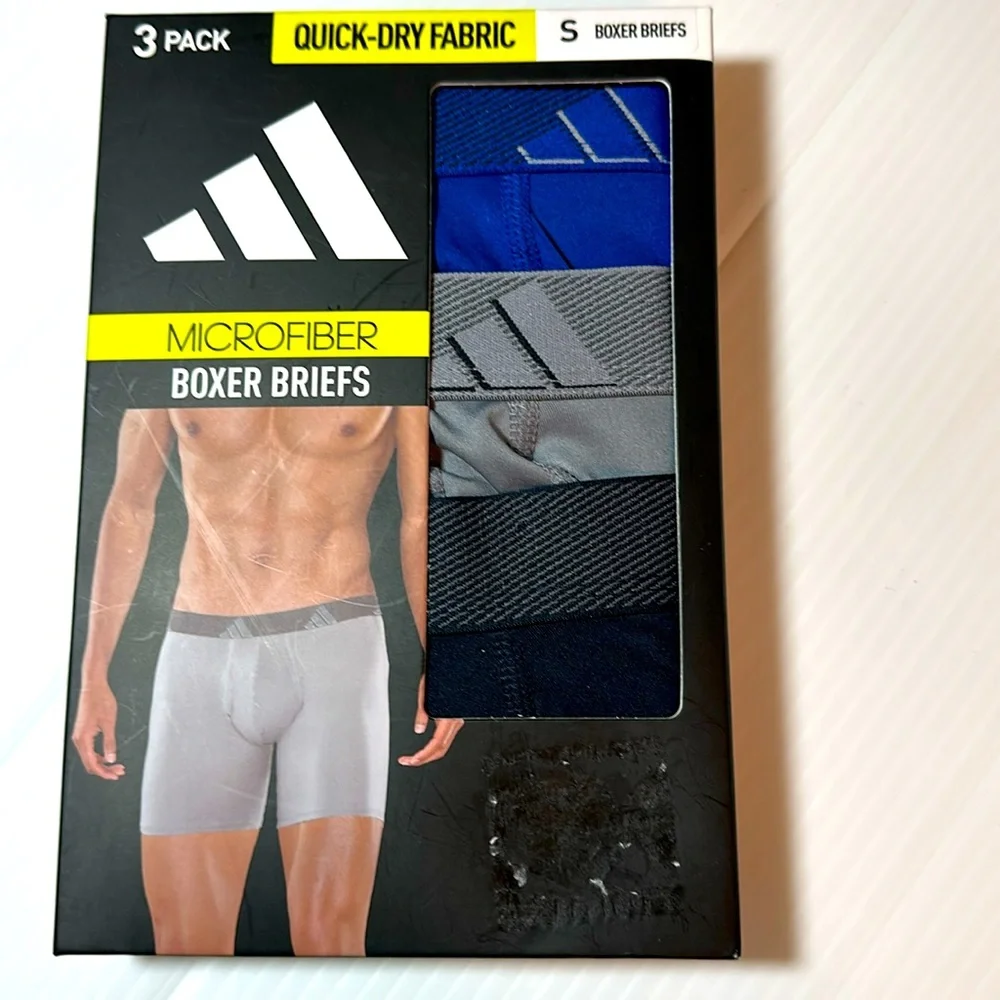 adidas 3-PK Microfiber Comfort Fit Boxer Briefs SM NWT